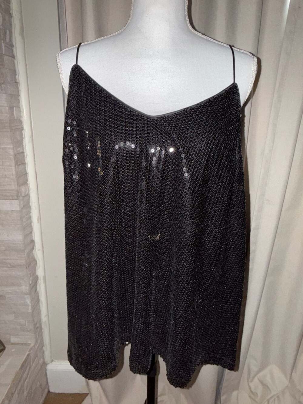 Scoop Sequin Cami Size XXL (20) Black